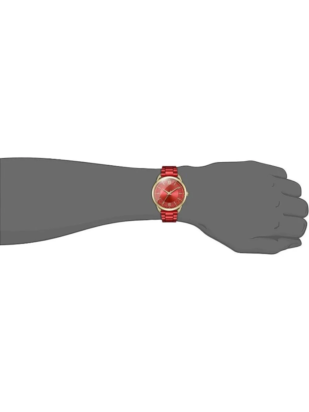 Women's Red Roman Numeral Dial Analog Alloy Steel Strap Quartz Wrist Watches